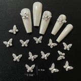 Alloy Butterfly Nail Rhinestones 10pcs