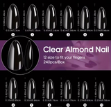Almond - Medium - Full Cover - Clear - Nail Tips - 240pcs