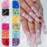 Nail Decorations - 3D Flowers with Steel Balls - 12 Colours