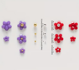 Nail Decorations - 3D Flowers with Steel Balls - 12 Colours