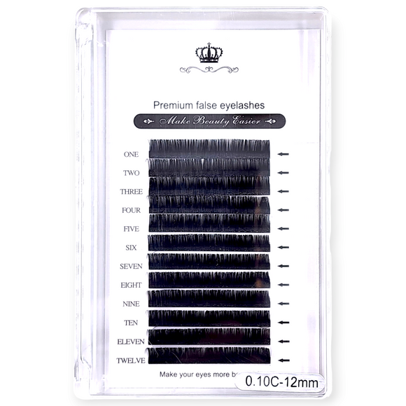 Premium False Eyelashes - Individual - 0.10 C - 12mm