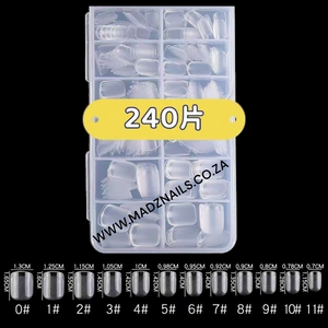 Square - Extra Short - Full Cover - Clear - Nail Tips - 240pcs