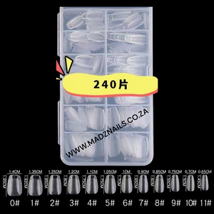 Coffin  - Extra Short - Full Cover - Clear - Nail Tips - 240pcs