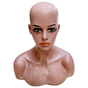 Mannequin Head with Shoulders - Female - Medium Dark Skin