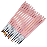 Manicure Brush Set - 12pcs - Pink