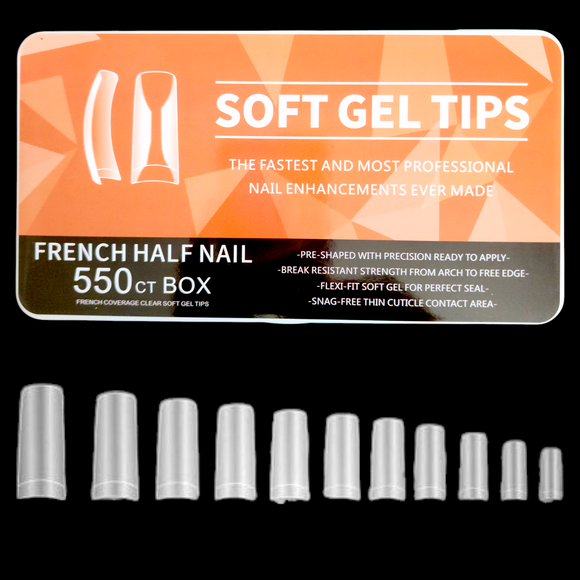 French - French Cover Soft Gel Nail Tips - 550pcs - Clear - Box