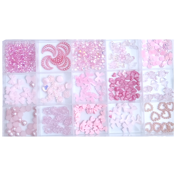 Nail Decoration - Mix 18 Grid - Pink