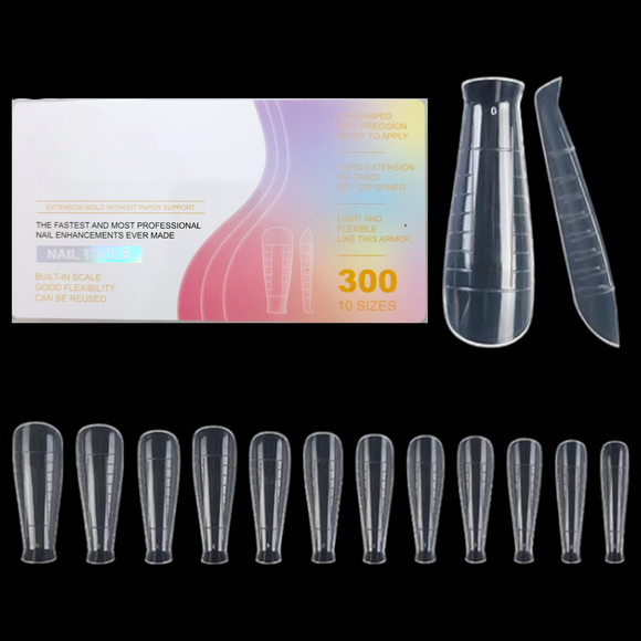 Nail Extension Re-Usable Dual Form/Mould - 300pcs - Coffin