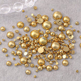 Nail Decoration - Gold - Flat Bottom - Pearls