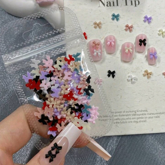 Bows Nail Decoration - Mini Bows - Mix Colours - 100pcs