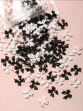 Bow Nail Decoration - Black & White - 50pcs