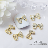 Alloy Bow Nail Rhinestones 10pcs