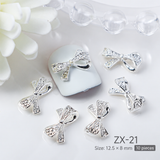 Alloy Bow Nail Rhinestones 10pcs