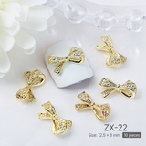 Alloy Bow Nail Rhinestones 10pcs
