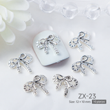 Alloy Bow Nail Rhinestones 10pcs
