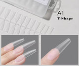 Ballerina Coffin - Long Half Cover Nail Tips - (A1 T Shape) - 240pcs - Box - Clear