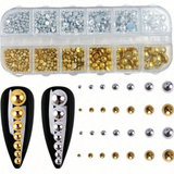 Nail Decoration - Gold & Silver - Flat Bottom - Pearls