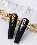 Nail Decoration - Gold & Silver - Flat Bottom - Pearls