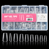 Square - Medium - Full Cover - Soft Gel Nail Tips - 450pcs - Clear