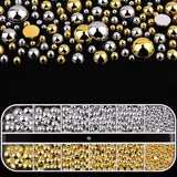 Nail Decoration - Gold & Silver - Flat Bottom - Pearls
