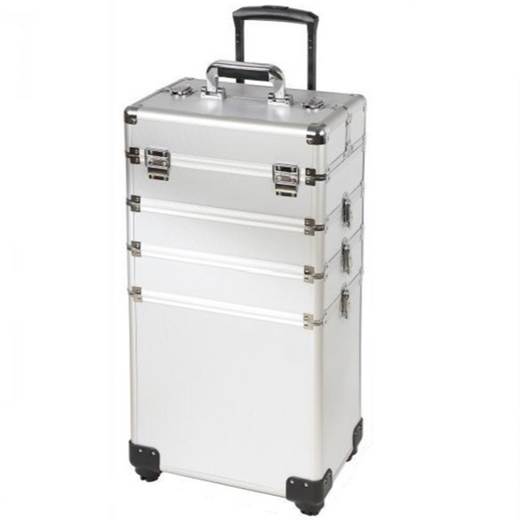 Storage Case - Professional Beauty Case / Make-up Case Trolly - 4 Layer - Silver