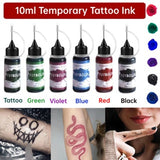 6 Temporary Tattoo Pigment Liquid & 12 Tattoo Stencils Sheets