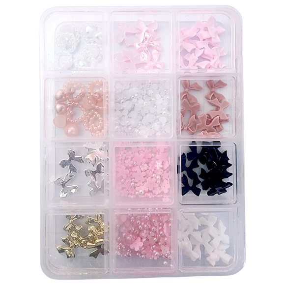 Bows & Pearls Nail Decoration - Mix