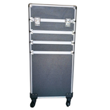 Storage Case - Professional Beauty Case / Make-up Case Trolly - 4 Layers - Black with Silver Trimming