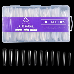 Coffin - 3XL - Half Cover - Soft Gel Nail Tips - 240pcs - Clear