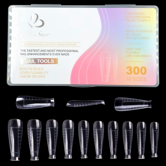 Nail Extension Re-Usable Dual Form/Mould - 300pcs - Coffin