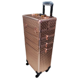 Storage Case - Professional Beauty Case / Make-up Case Trolly - 4 Layer - Rose Gold Diamond Pattern