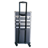 Storage Case - Professional Beauty Case / Make-up Case Trolly - 4 Layers - Black with Silver Trimming