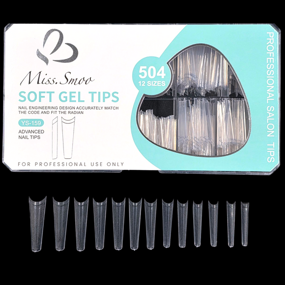 Coffin - Large - French Cover - Soft Gel - Clear - Nail Tips - 504pcs