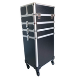 Storage Case - Professional Beauty Case / Make-up Case Trolly - 4 Layers - Black with Silver Trimming