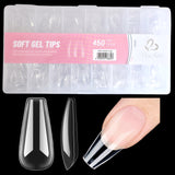 Coffin - Medium - Full Cover - Soft Gel Nail Tips - 450pcs - Clear