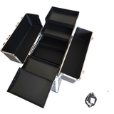 Storage Case - Professional Beauty Case / Make-up Case Trolly - 4 Layers - Black with Silver Trimming