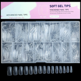 Square - Medium - Full Cover - Soft Gel Nail Tips - 600pcs - Clear - Box