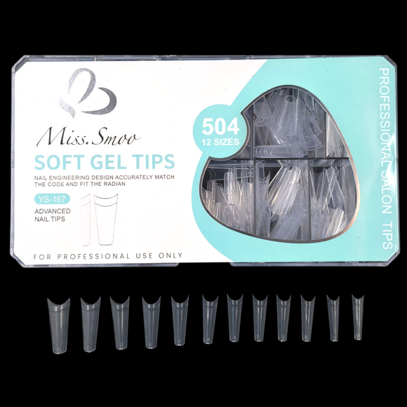 Coffin - Medium - French Cover - Soft Gel - Clear - Nail Tips - 504pcs