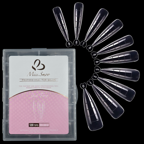 Nail Extension Re-Usable Dual Form/Mould - 120pcs - Stiletto with Tab