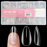 Almond - Medium - Full Cover - Soft Gel Nail Tips - 450pcs - Clear
