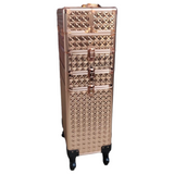 Storage Case - Professional Beauty Case / Make-up Case Trolly - 4 Layer - Rose Gold Diamond Pattern