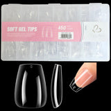 Coffin - Short - Full Cover - Soft Gel Nail Tips - 450pcs - Clear