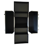 Storage Case - Professional Beauty Case / Make-up Case Trolly - 4 Layers - Black with Silver Trimming