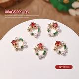 Christmas Crystal and Pearl Nail Charms - 1pc