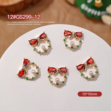 Christmas Crystal and Pearl Nail Charms - 1pc