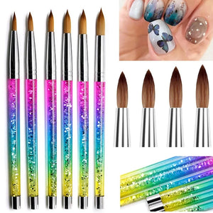 Acrylic Brush - Aqua Rainbow Glitter - Single