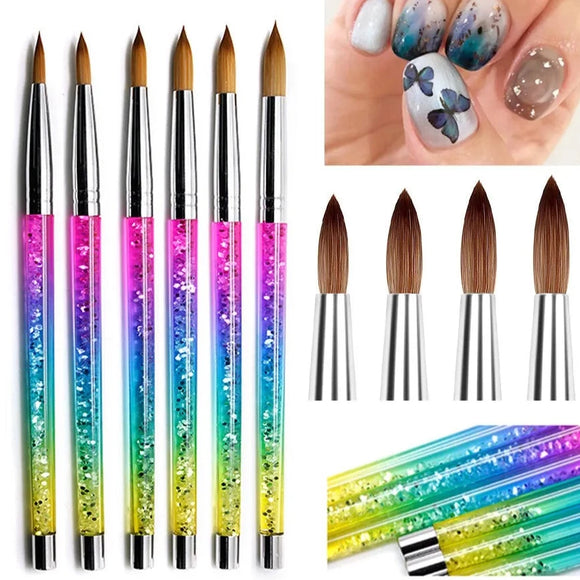 Acrylic Brush - Aqua Rainbow Glitter - Single
