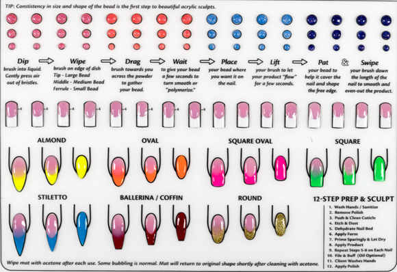 Acrylic Silicone Practice Nail Art Mat