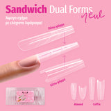 Nail Extension Re-Usable - Sandwich Dual Form - 140pcs/15 Sizes - Coffin