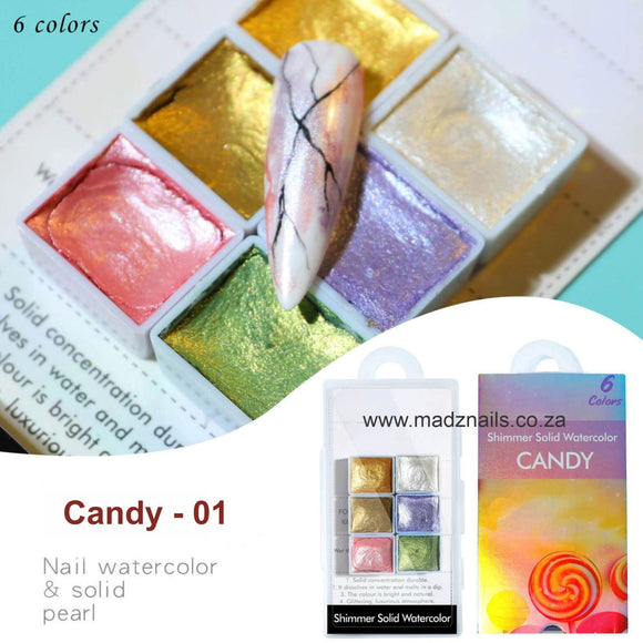 Shimmer Solid Watercolour - Candy - 6pcs